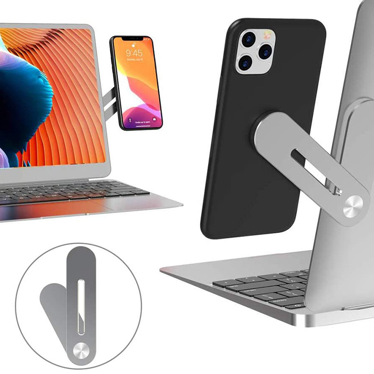 Portable magnetic laptop extension phone holder with computer